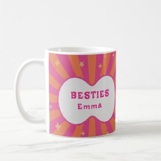 Custom "Besties" Sunburst Personalized Pillow – Em Kaffeetasse (Links)