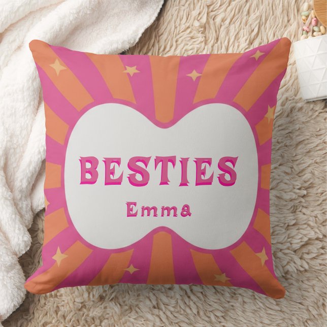 Custom "Besties" Sunburst Personalized Pillow – Em Kissen (Von Creator hochgeladen)