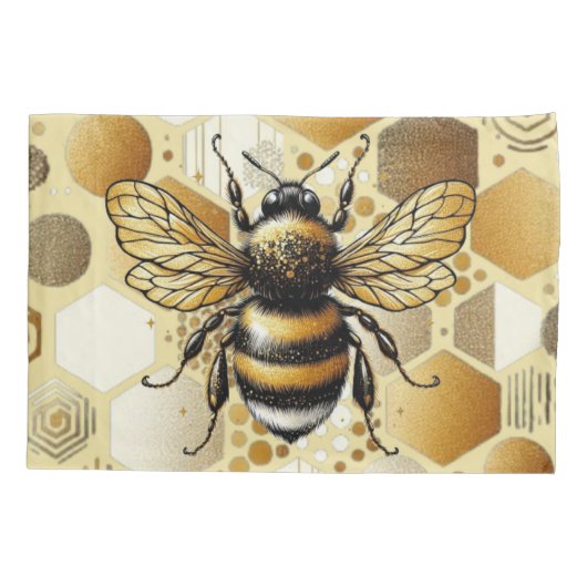 Custom Besy Bee on Honeycomb: Hexagons and Circles Kissenbezug (Rückseite-Links)