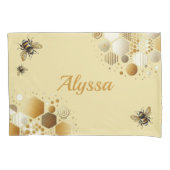 Custom Besy Bee on Honeycomb: Hexagons and Circles Kissenbezug (Vorderseite-Links)