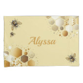 Custom Besy Bee on Honeycomb: Hexagons and Circles Kissenbezug (Vorderseite-Rechts)