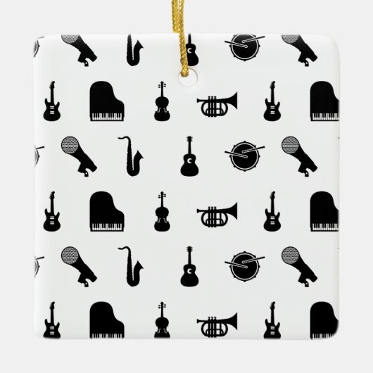 CUSTOM BG FARBE verschiedener Musikinstrumente Keramikornament (Vorderseite)