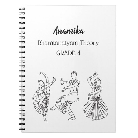 Custom bharatanatyam Tanztheorie Spiral Notebook Notizblock (Vorderseite)