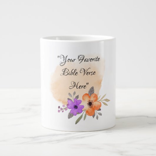 Custom Bible Verse on Peach Background and Blume Jumbo-Tasse (Vorderseite)