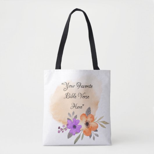 Custom Bible Verse on Peach Background and Blume Tasche (Vorderseite)