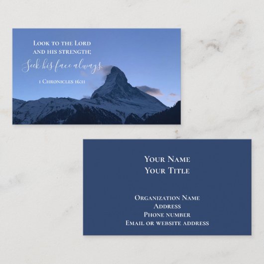 Custom Bible Verse Swiss Alps Photo Template Visitenkarte (Vorne/Hinten)