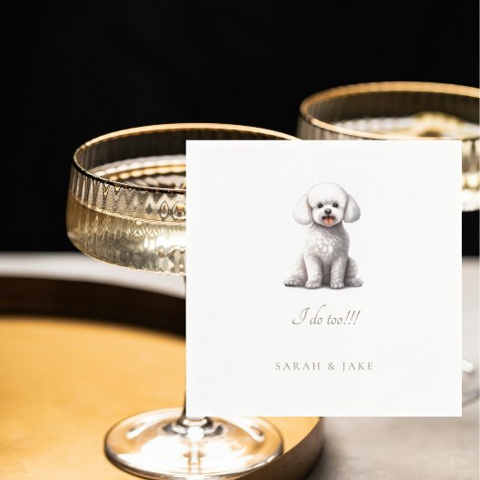 Custom Bichon Pet Wedding Napkins Serviette