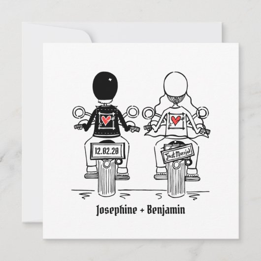 Custom Biker Motorrad Abend Hochzeit Einladung (Vorderseite)