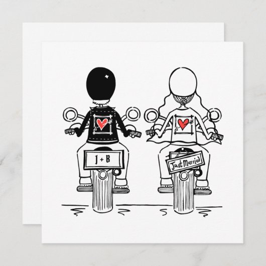 Custom Biker Motorrad Abend Hochzeit Einladung (Vorne/Hinten)