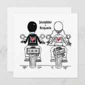 Custom Biker Motorrad Abend Hochzeit Einladung (Vorne/Hinten)