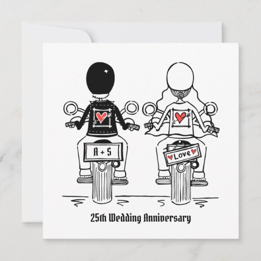 Custom Biker Motorrad Hochzeit Jahrestag Einladung (Vorderseite)