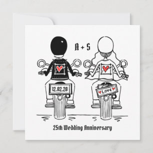 Custom Biker Motorrad Hochzeit Jahrestag Einladung