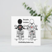 Custom Biker Motorrad Hochzeit Jahrestag Einladung (Stehend Vorderseite)