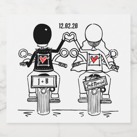 Custom Biker Motorrad Hochzeitsmarken Bierflaschenetikett (Einzelnes Label)