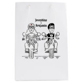 Custom Biker Motorrad Wedding Medium Geschenktasch Mittlere Geschenktüte (Vorderseite)