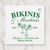 Custom Bikinis und Martinis Junggeselinnen-Abschie Geschenkanhänger (Rückseite)