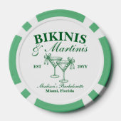 Custom Bikinis und Martinis Junggeselinnen-Abschie Pokerchips (Rückseite)