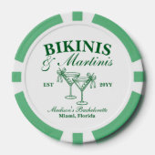 Custom Bikinis und Martinis Junggeselinnen-Abschie Pokerchips (Vorderseite)