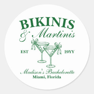 Custom Bikinis und Martinis Junggeselinnen-Abschie Runder Aufkleber