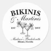 Custom Bikinis und Martinis Junggeselinnen-Abschie Runder Aufkleber (Vorderseite)