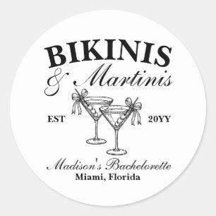 Custom Bikinis und Martinis Junggeselinnen-Abschie Runder Aufkleber