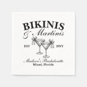 Custom Bikinis und Martinis Junggeselinnen-Abschie Serviette (Vorderseite)