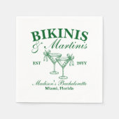 Custom Bikinis und Martinis Junggeselinnen-Abschie Serviette (Vorderseite)