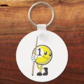 Custom Billiard Player Holding Cue Stick Schlüsselanhänger (Vorderseite)