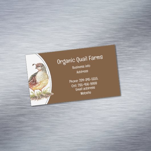 Custom Bio Quail Bird Egs Farm Animal Business Magnetische Visitenkarte (Beispiel)