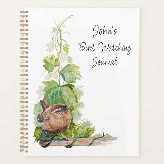 Custom Bird Watching Journal for Birders Wren Bird Planer (Vorderseite)