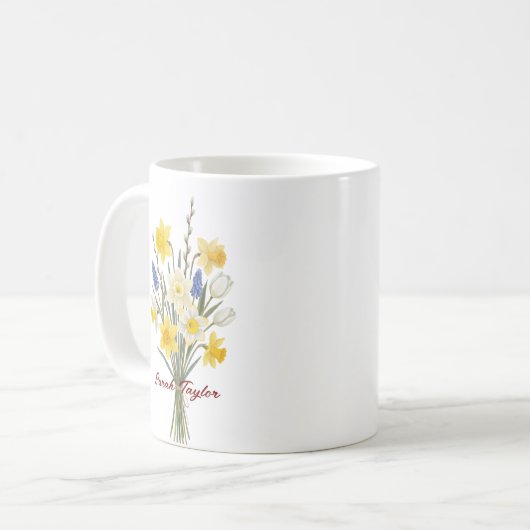 Custom Birth Flower Daffodil Personalized Mug Kaffeetasse (Vorderseite Links)