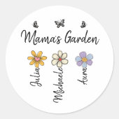 Custom Birth Flower Mug Names, Mama's Garden Gift Runder Aufkleber (Vorderseite)