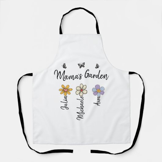 Custom Birth Flower Mug Names, Mama's Garden Gift Schürze (Vorderseite)
