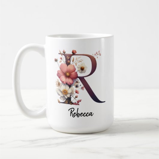 Custom Birth Flower Mug, Wildflower Monogram Mug Kaffeetasse (Links)