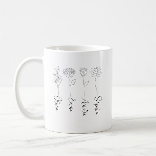Custom Birth Month Blume Pflanze Lover Gift Kaffeetasse (Links)