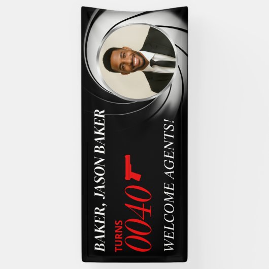 Custom Birthday Agent Foto Banner, Tuxedo Party Banner (Vertikal)