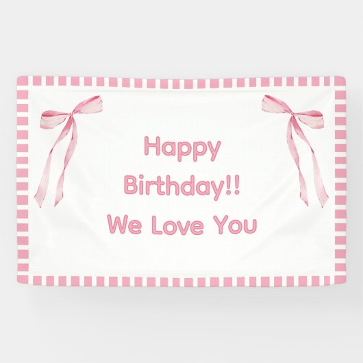 Custom Birthday Banner - Coquette Niedlich Bow The (Horizontal)