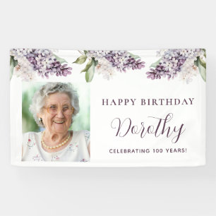 Custom Birthday Banner Foto 100. Lila Floral