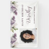 Custom Birthday Banner Foto 30. Lila Floral (Vertikal)