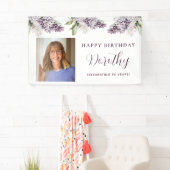 Custom Birthday Banner Foto 50. Lila Floral (Insitu)