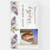 Custom Birthday Banner Foto 50. Lila Floral (Vertikal)