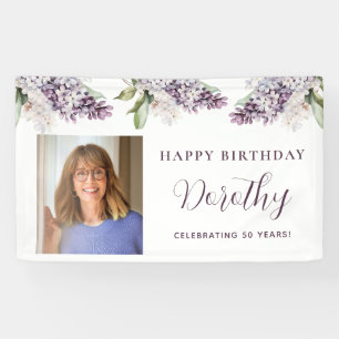 Custom Birthday Banner Foto 50. Lila Floral