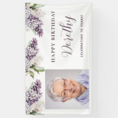 Custom Birthday Banner Foto 70. Lila Floral (Vertikal)