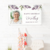 Custom Birthday Banner Foto 80. Lila Floral (Insitu)