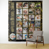 Custom Birthday Banner Multi Foto Black Gold Wandteppich (Beispiel)