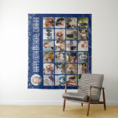Custom Birthday Banner Multi Foto Blue Silver Wandteppich (Beispiel)