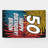 Custom Birthday banner with fireworks display (Horizontal)