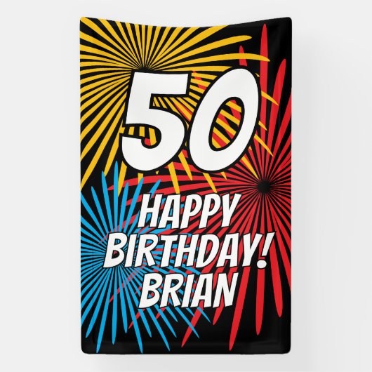Custom Birthday banner with fireworks display (Vertikal)