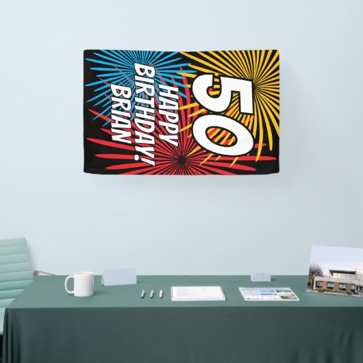 Custom Birthday banner with fireworks display (Messe)