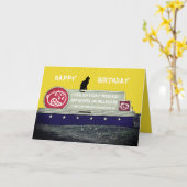 CUSTOM BIRTHDAY BILLBOARD W/ SITTING BLACK CAT KARTE (Gelbe Blume)